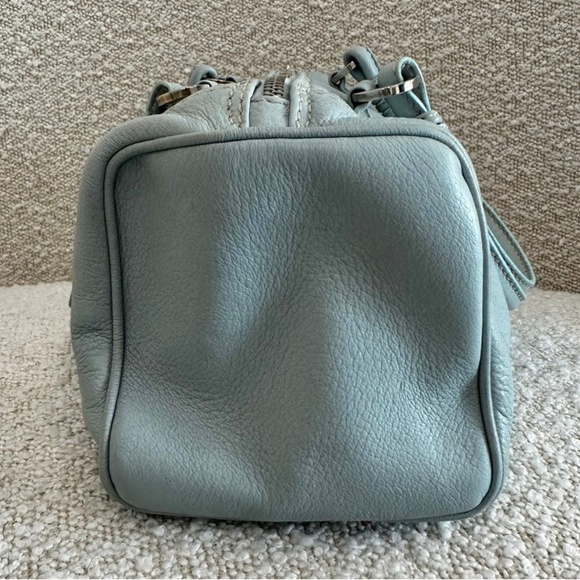 Authentic Valentino Leather Aqua Blue V Motif Metal Bag - Picture 6 of 16